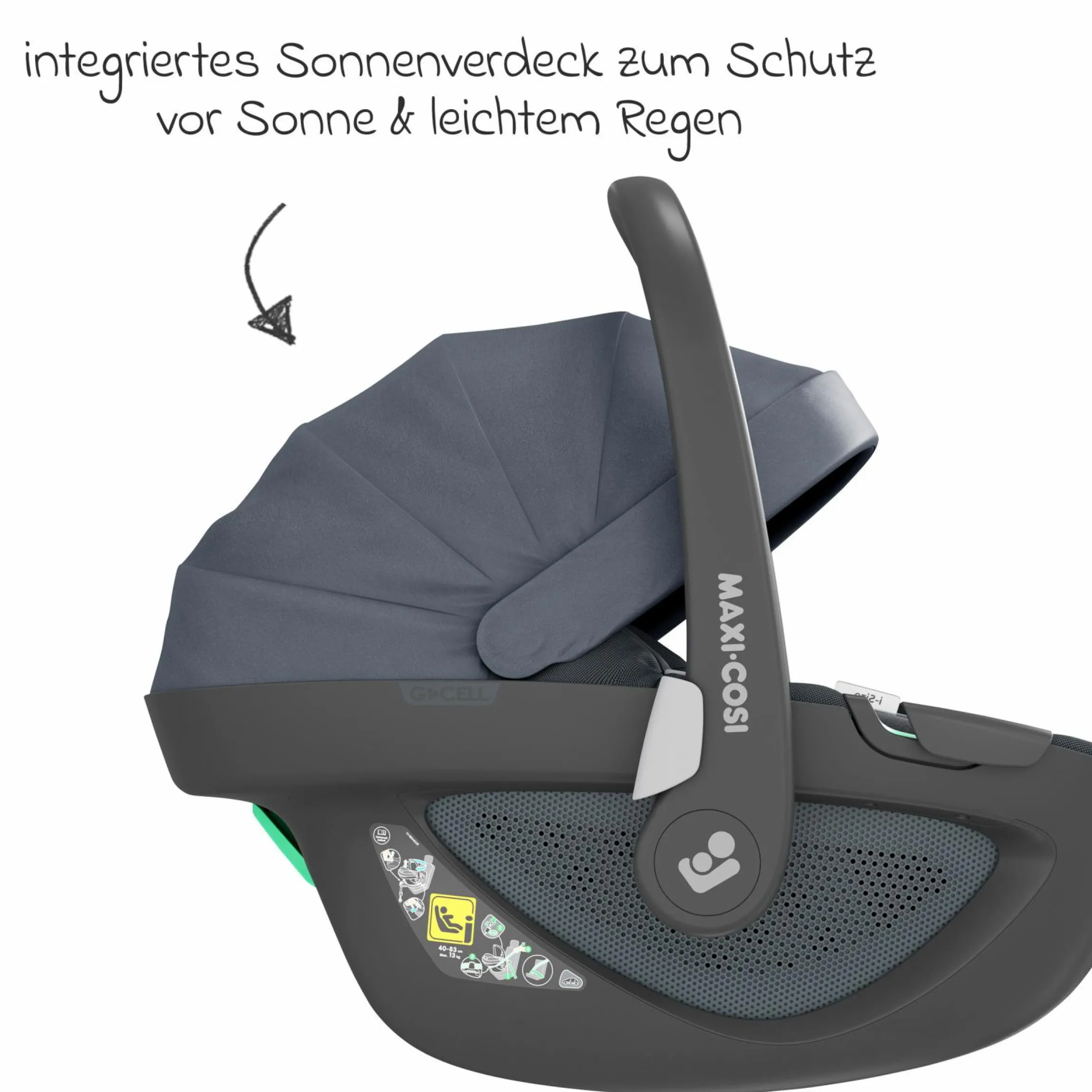 Babyschale Pebble 360 i-Size drehbar ab Geburt - 15 Monate (40 cm - 83 cm) ClimaFlow, Easy-in Gurtsystem & G-Cell Seitenaufpralltechnologie - Essential Graphite - Kollektion 2025