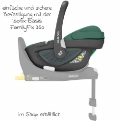 Babyschale Pebble 360 i-Size drehbar ab Geburt - 15 Monate (40 cm - 83 cm) ClimaFlow, Easy-in Gurtsystem & G-Cell Seitenaufpralltechnologie - Essential Green - Kollektion 2025