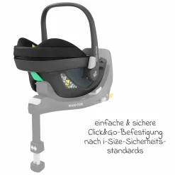 Babyschale Pebble 360 i-Size drehbar ab Geburt - 15 Monate (40 cm - 83 cm) inkl. Isofix-Basis FamilyFix 360 & Rückenlehnenschutz - Essential Black