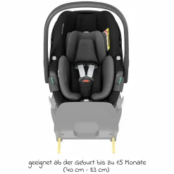 Babyschale Pebble 360 i-Size drehbar ab Geburt - 15 Monate (40 cm - 83 cm) inkl. Isofix-Basis FamilyFix 360, Schutzunterlage & Schmusetuch - Essential Black - Kollektion 2025
