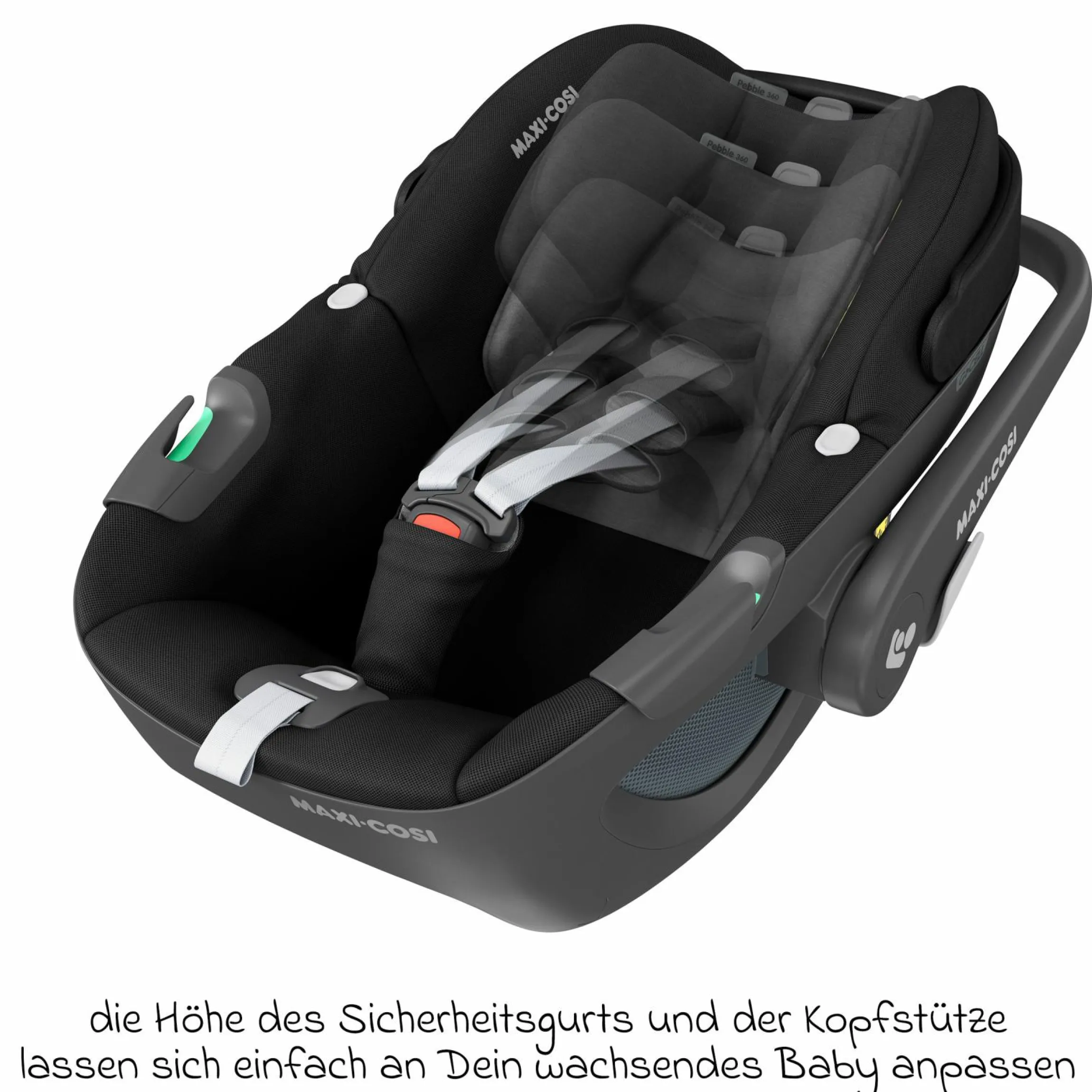 Babyschale Pebble 360 i-Size drehbar ab Geburt - 15 Monate (40 cm - 83 cm) inkl. Isofix-Basis FamilyFix 360, Schutzunterlage & Schmusetuch - Essential Black - Kollektion 2025