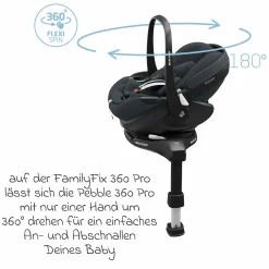 Babyschale Pebble 360 Pro i-Size drehbar ab Geburt - 15 Monate (40 cm - 83 cm ) mit flacher Liegeposition - Essential Graphite - Kollektion 2025