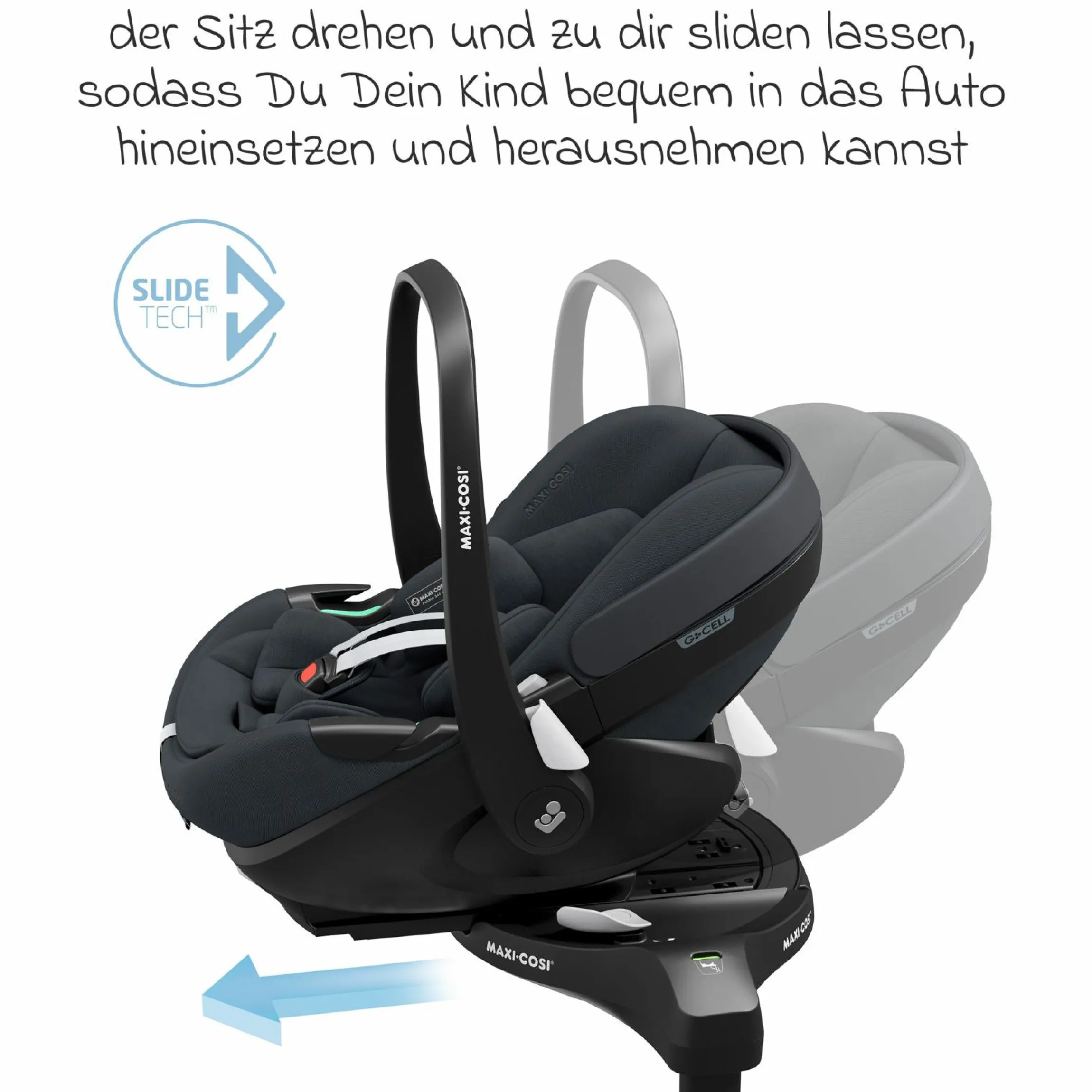 Babyschale Pebble 360 Pro i-Size drehbar ab Geburt - 15 Monate (40 cm - 83 cm ) mit flacher Liegeposition - Essential Graphite - Kollektion 2025