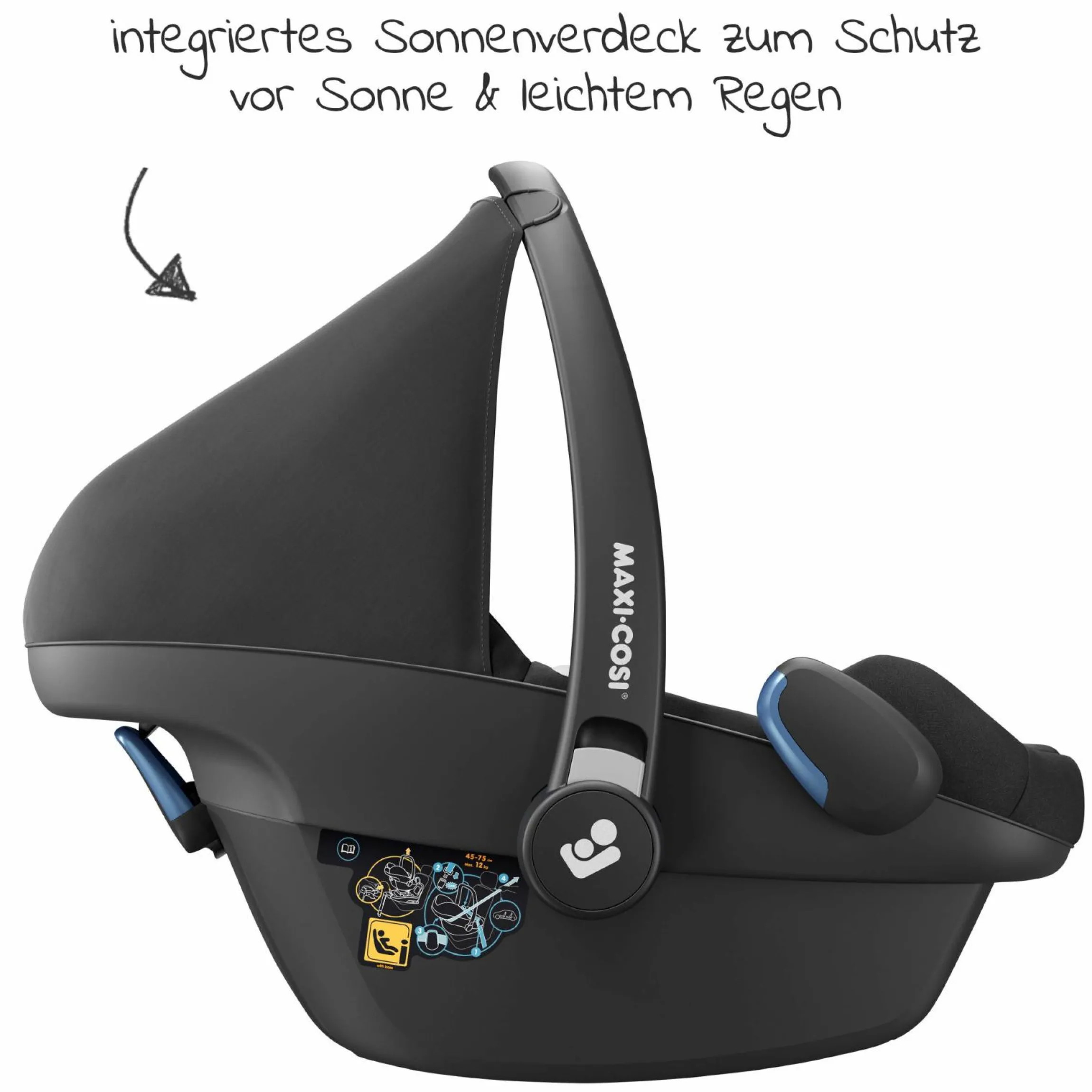 Babyschale Pebble Pro i-Size ab Geburt - 12 Monate (45-75 cm) & Sitzverkleinerer, Sonnenverdeck - Essential Black - Kollektion 2025