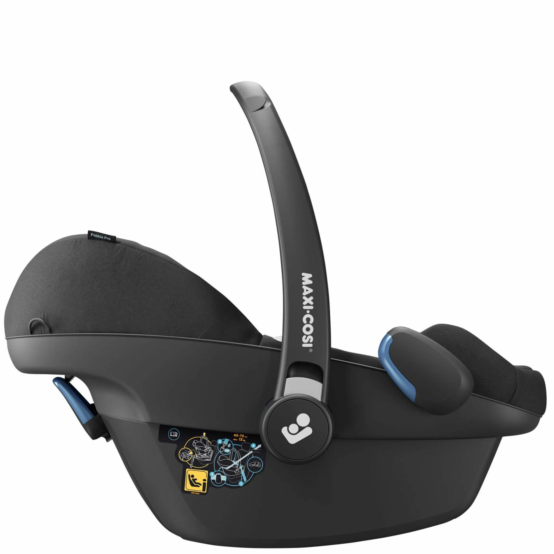 Babyschale Pebble Pro i-Size ab Geburt - 12 Monate (45-75 cm) & Sitzverkleinerer, Sonnenverdeck - Essential Black - Kollektion 2025