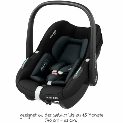 Babyschale Pebble S i-Size ab Geburt - 15 Monate (40 cm - 83 cm) nur 3,4 kg leicht mit G-Cell Seitenaufpralltechnologie - Tonal Black - Kollektion 2025