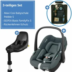 Babyschale Pebble S i-Size ab Geburt - 15 Monate (40 cm - 83 cm) nur 3,4 kg leicht inkl. Isofix-Basis FamilyFix S & Rückenlehnenschutz - Tonal Graphite