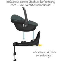 Babyschale Pebble S i-Size ab Geburt - 15 Monate (40 cm - 83 cm) nur 3,4 kg leicht inkl. Isofix-Basis FamilyFix S & Rückenlehnenschutz - Tonal Graphite