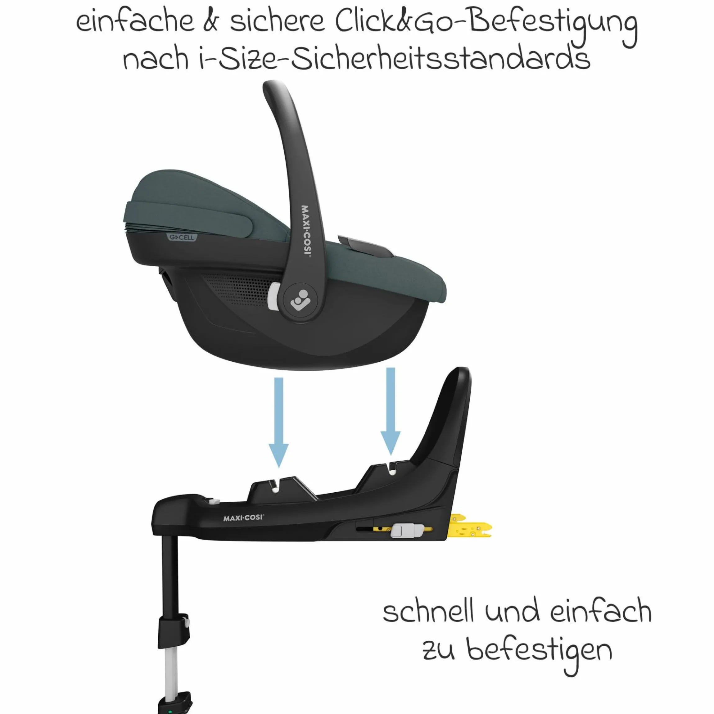 Babyschale Pebble S i-Size ab Geburt - 15 Monate (40 cm - 83 cm) nur 3,4 kg leicht inkl. Isofix-Basis FamilyFix S & Rückenlehnenschutz - Tonal Graphite