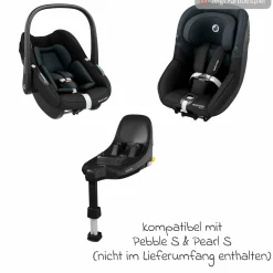 Babyschale Pebble S i-Size ab Geburt - 15 Monate (40 cm - 83 cm) nur 3,4 kg leicht inkl. Isofix-Basis FamilyFix S & Rückenlehnenschutz - Tonal Graphite