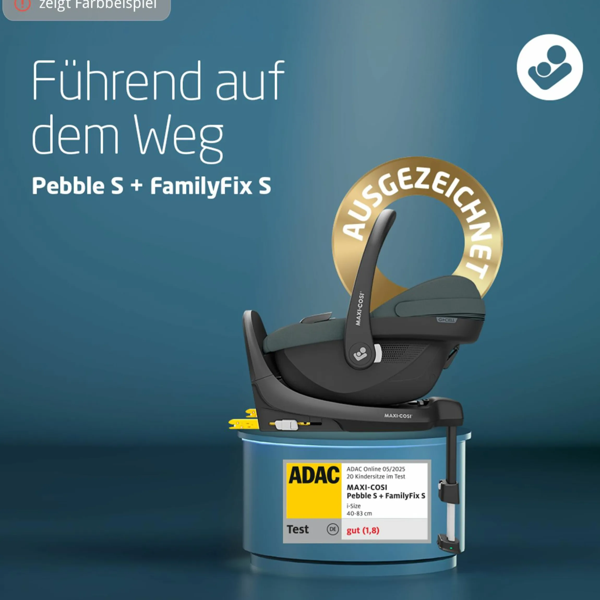 Babyschale Pebble S i-Size ab Geburt - 15 Monate (40 cm - 83 cm) nur 3,4 kg leicht inkl. Isofix-Basis FamilyFix S & Rückenlehnenschutz - Tonal Black
