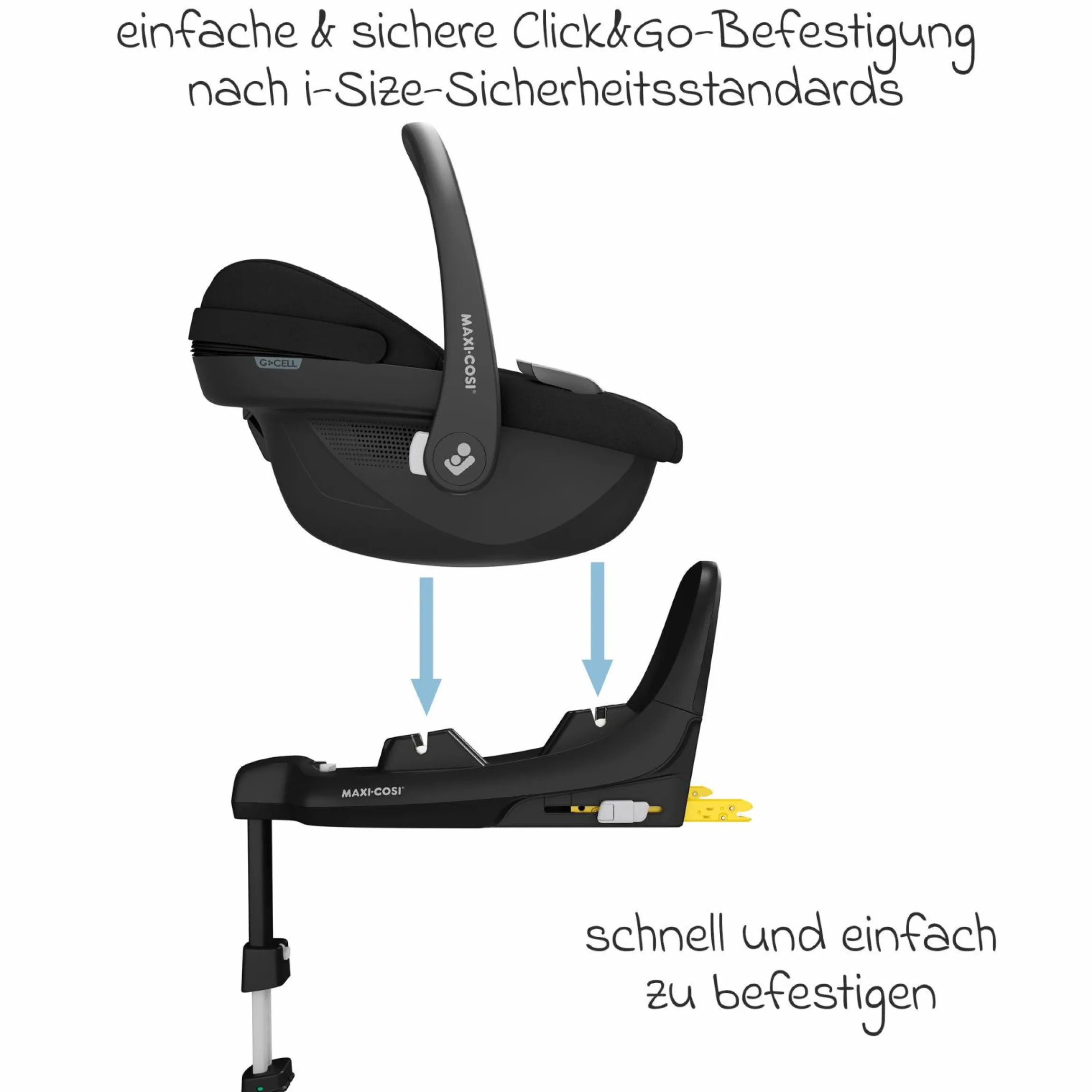 Babyschale Pebble S i-Size ab Geburt - 15 Monate (40 cm - 83 cm) nur 3,4 kg leicht inkl. Isofix-Basis FamilyFix S & Rückenlehnenschutz - Tonal Black