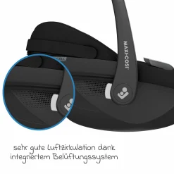 Babyschale Pebble S i-Size ab Geburt - 15 Monate (40 cm - 83 cm) nur 3,4 kg leicht inkl. Isofix-Basis FamilyFix S & Rückenlehnenschutz - Tonal Black