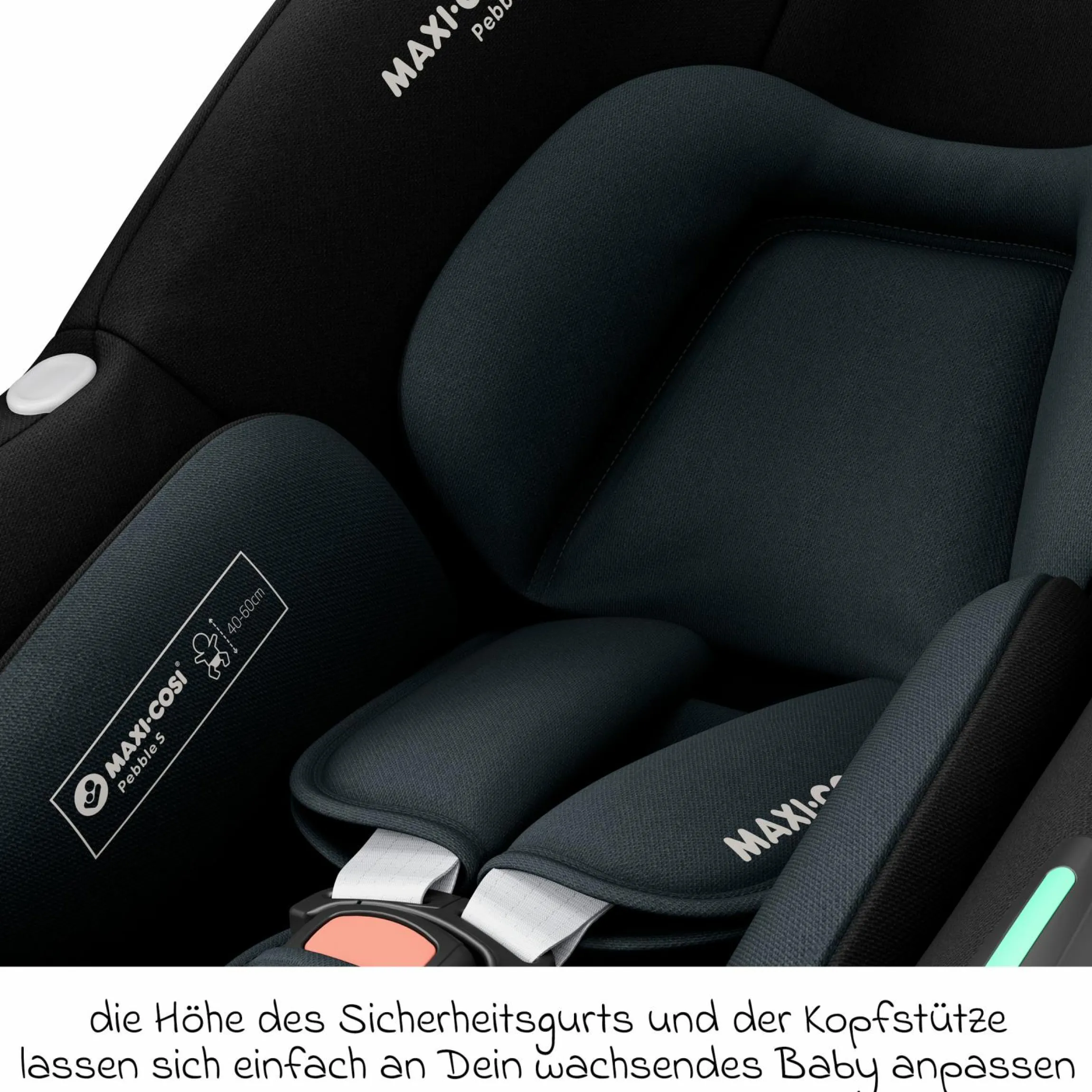 Babyschale Pebble S i-Size ab Geburt - 15 Monate (40 cm - 83 cm) nur 3,4 kg leicht inkl. Isofix-Basis FamilyFix S, Schutzunterlage & Schnullertasche - Tonal Black - Kollektion 2025