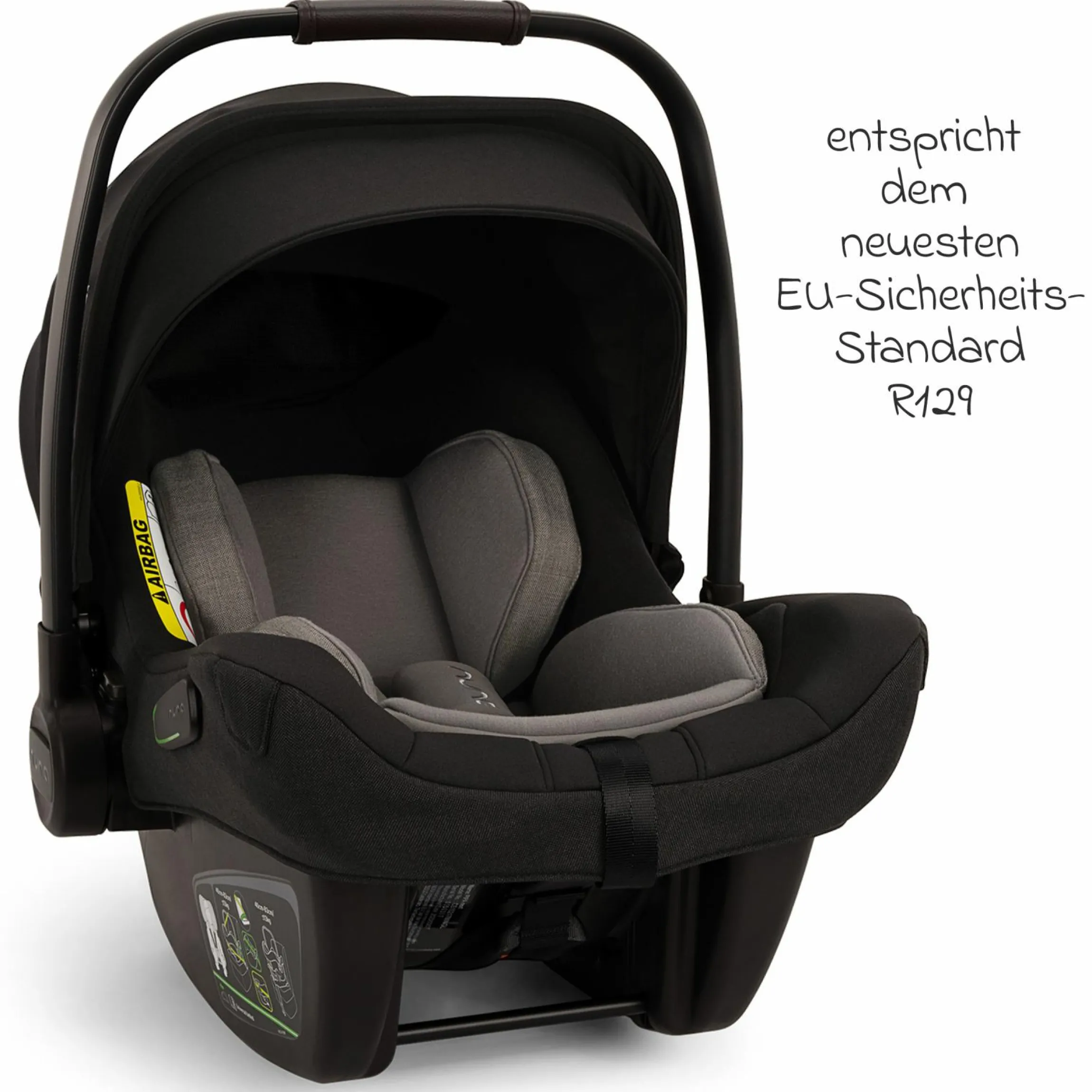 Babyschale PIPA next i-Size ab Geburt bis 13 kg (40 cm - 83 cm) inkl. Sitzverkleinerer, Sonnenverdeck mit Dream Drape nur 2,8 kg - Caviar - Kollektion 2025