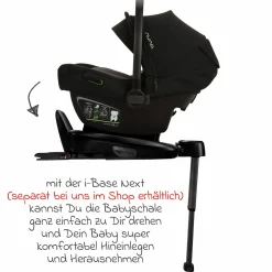 Babyschale PIPA next i-Size ab Geburt bis 13 kg (40 cm - 83 cm) inkl. Sitzverkleinerer, Sonnenverdeck mit Dream Drape nur 2,8 kg - Caviar - Kollektion 2025