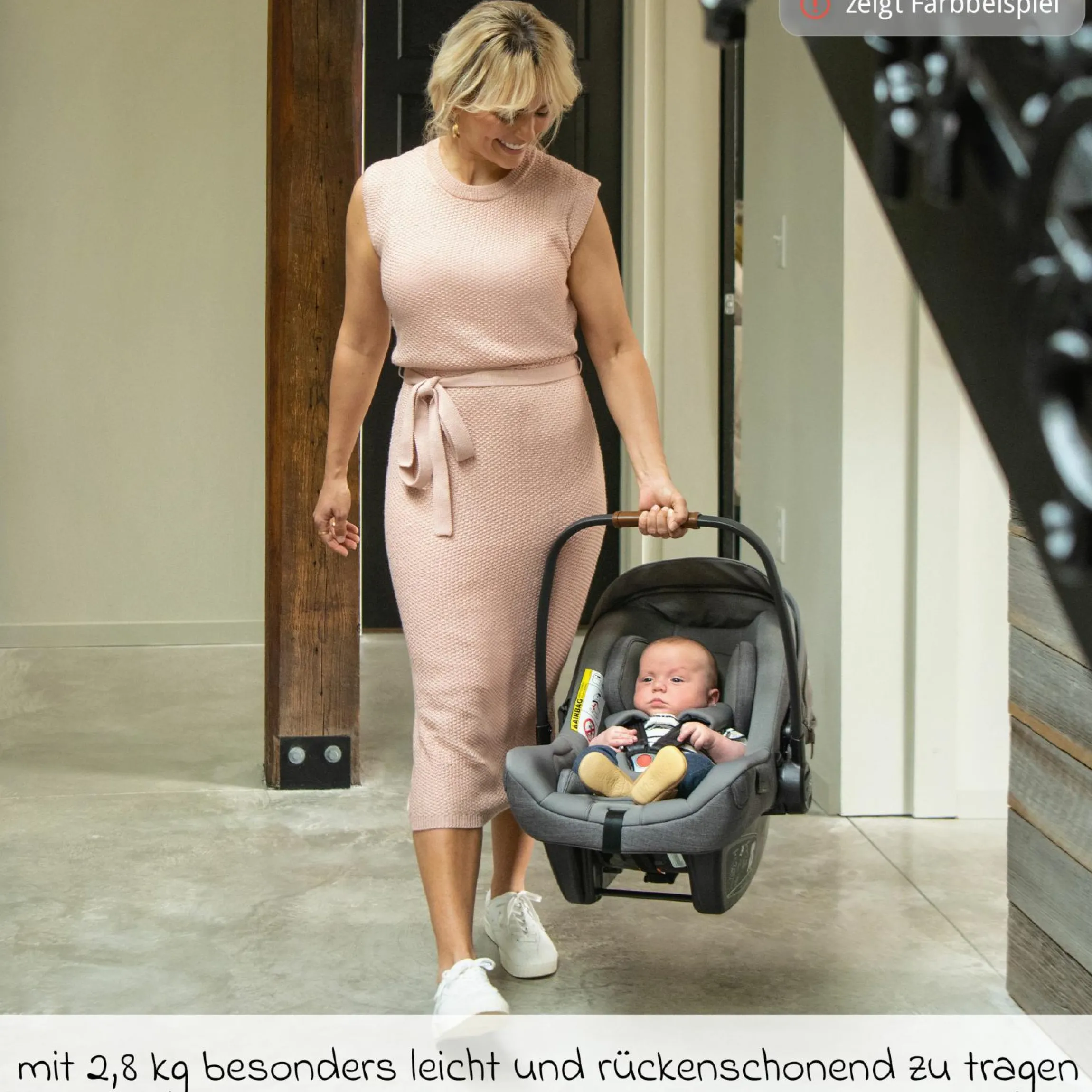 Babyschale PIPA next i-Size ab Geburt bis 13 kg (40 cm - 83 cm) inkl. Sitzverkleinerer, Sonnenverdeck mit Dream Drape nur 2,8 kg - Caviar - Kollektion 2025