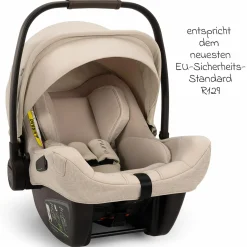 Babyschale PIPA next i-Size inkl. Base next ab Geburt bis 13 kg (40 cm - 83 cm) inkl. Sitzverkleinerer, Sonnenverdeck mit Dream Drape, Polsterschutz nur 2,8 kg - Biscotti