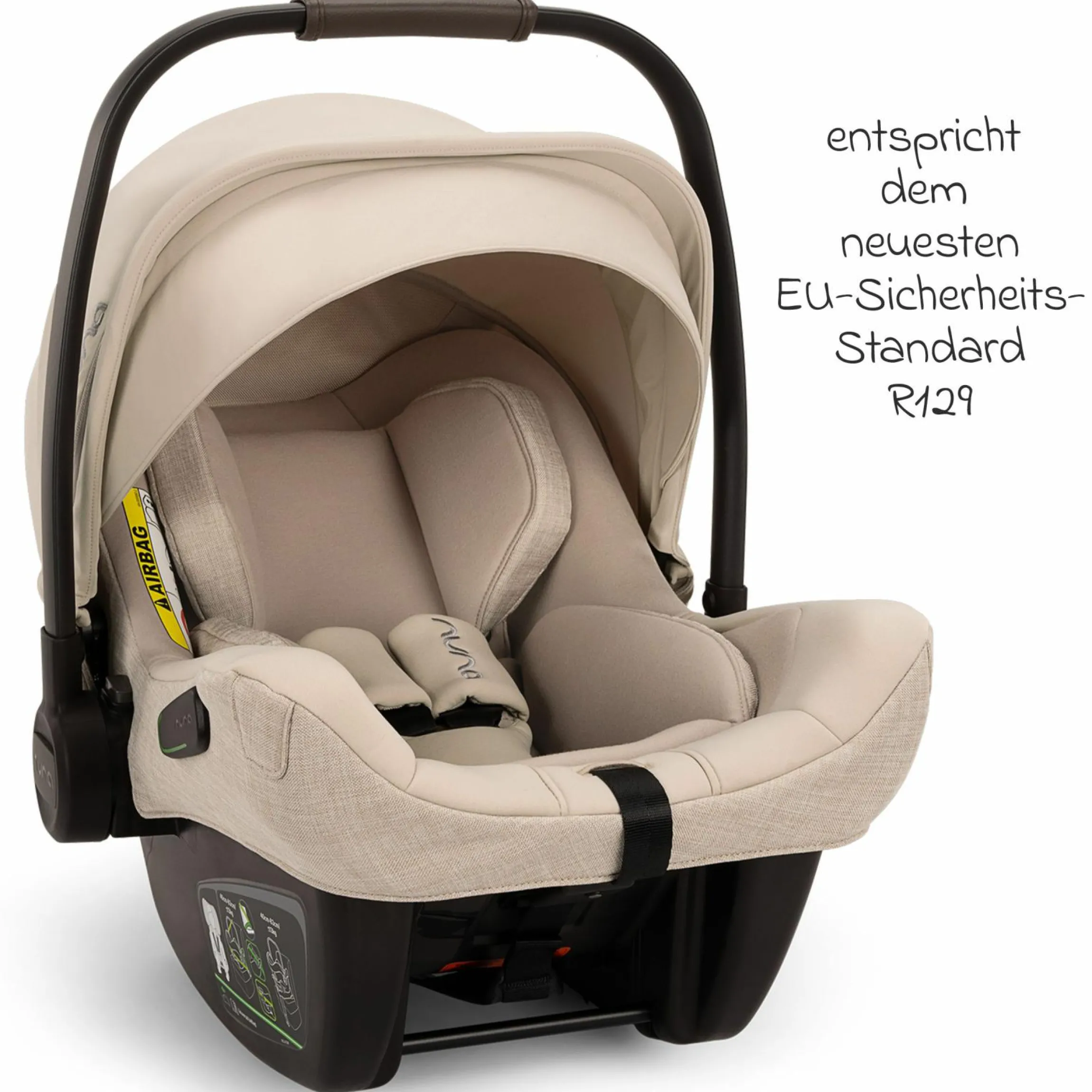 Babyschale PIPA next i-Size inkl. Base next ab Geburt bis 13 kg (40 cm - 83 cm) inkl. Sitzverkleinerer, Sonnenverdeck mit Dream Drape, Polsterschutz nur 2,8 kg - Biscotti