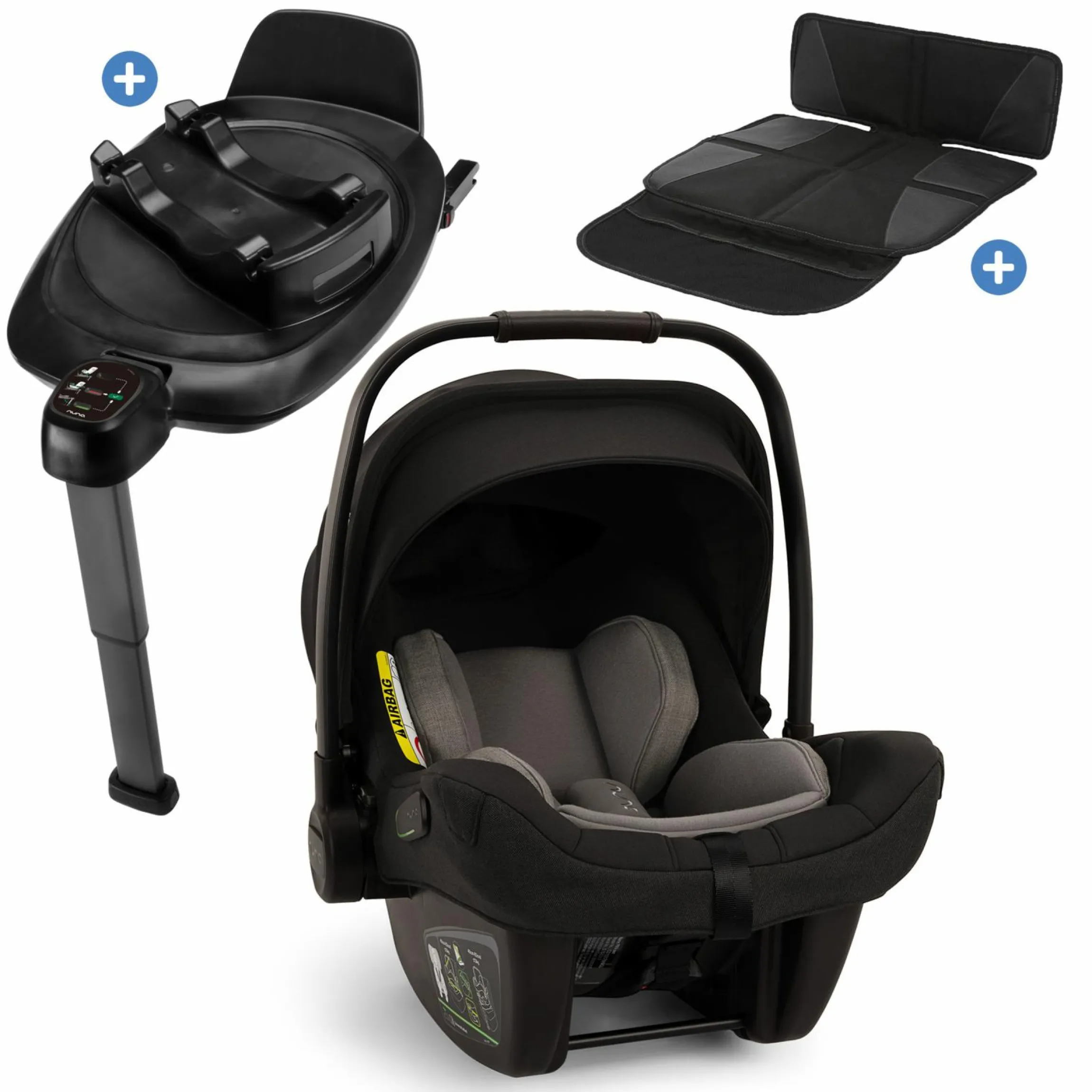 Babyschale PIPA next i-Size inkl. Base next ab Geburt bis 13 kg (40 cm - 83 cm) inkl. Sitzverkleinerer, Sonnenverdeck mit Dream Drape, Polsterschutz nur 2,8 kg - Caviar