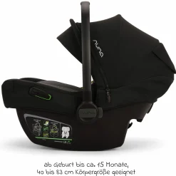Babyschale PIPA next i-Size inkl. Base next ab Geburt bis 13 kg (40 cm - 83 cm) inkl. Sitzverkleinerer, Sonnenverdeck mit Dream Drape, Polsterschutz nur 2,8 kg - Caviar