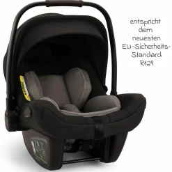 Babyschale PIPA next i-Size inkl. Base next ab Geburt bis 13 kg (40 cm - 83 cm) inkl. Sitzverkleinerer, Sonnenverdeck mit Dream Drape, Polsterschutz nur 2,8 kg - Caviar