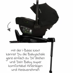 Babyschale PIPA next i-Size inkl. Base next ab Geburt bis 13 kg (40 cm - 83 cm) inkl. Sitzverkleinerer, Sonnenverdeck mit Dream Drape, Polsterschutz nur 2,8 kg - Caviar