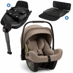 Babyschale PIPA next i-Size inkl. Base next ab Geburt bis 13 kg (40 cm - 83 cm) inkl. Sitzverkleinerer, Sonnenverdeck mit Dream Drape, Polsterschutz nur 2,8 kg - Cedar