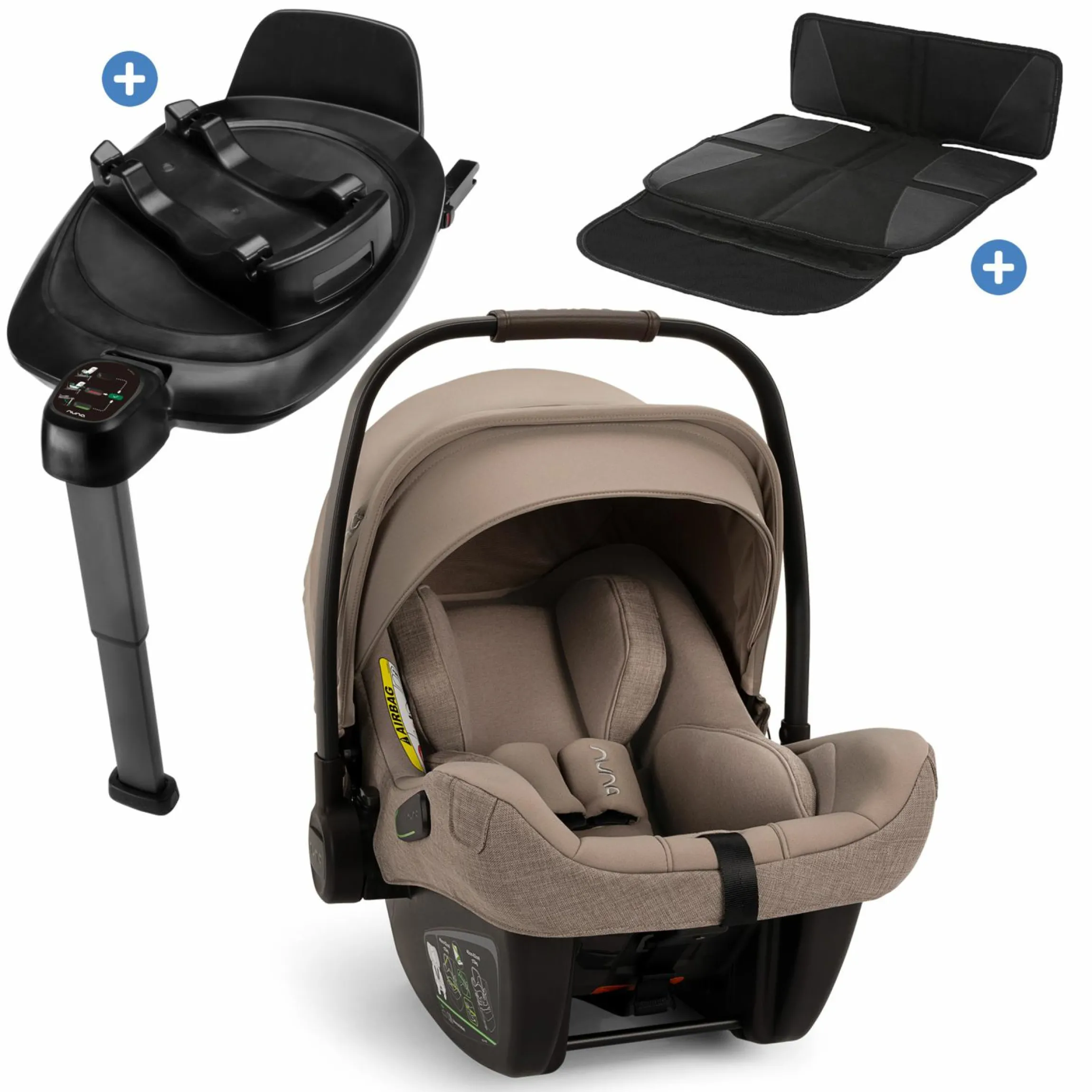Babyschale PIPA next i-Size inkl. Base next ab Geburt bis 13 kg (40 cm - 83 cm) inkl. Sitzverkleinerer, Sonnenverdeck mit Dream Drape, Polsterschutz nur 2,8 kg - Cedar