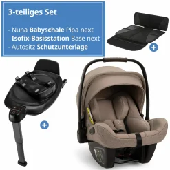 Babyschale PIPA next i-Size inkl. Base next ab Geburt bis 13 kg (40 cm - 83 cm) inkl. Sitzverkleinerer, Sonnenverdeck mit Dream Drape, Polsterschutz nur 2,8 kg - Cedar