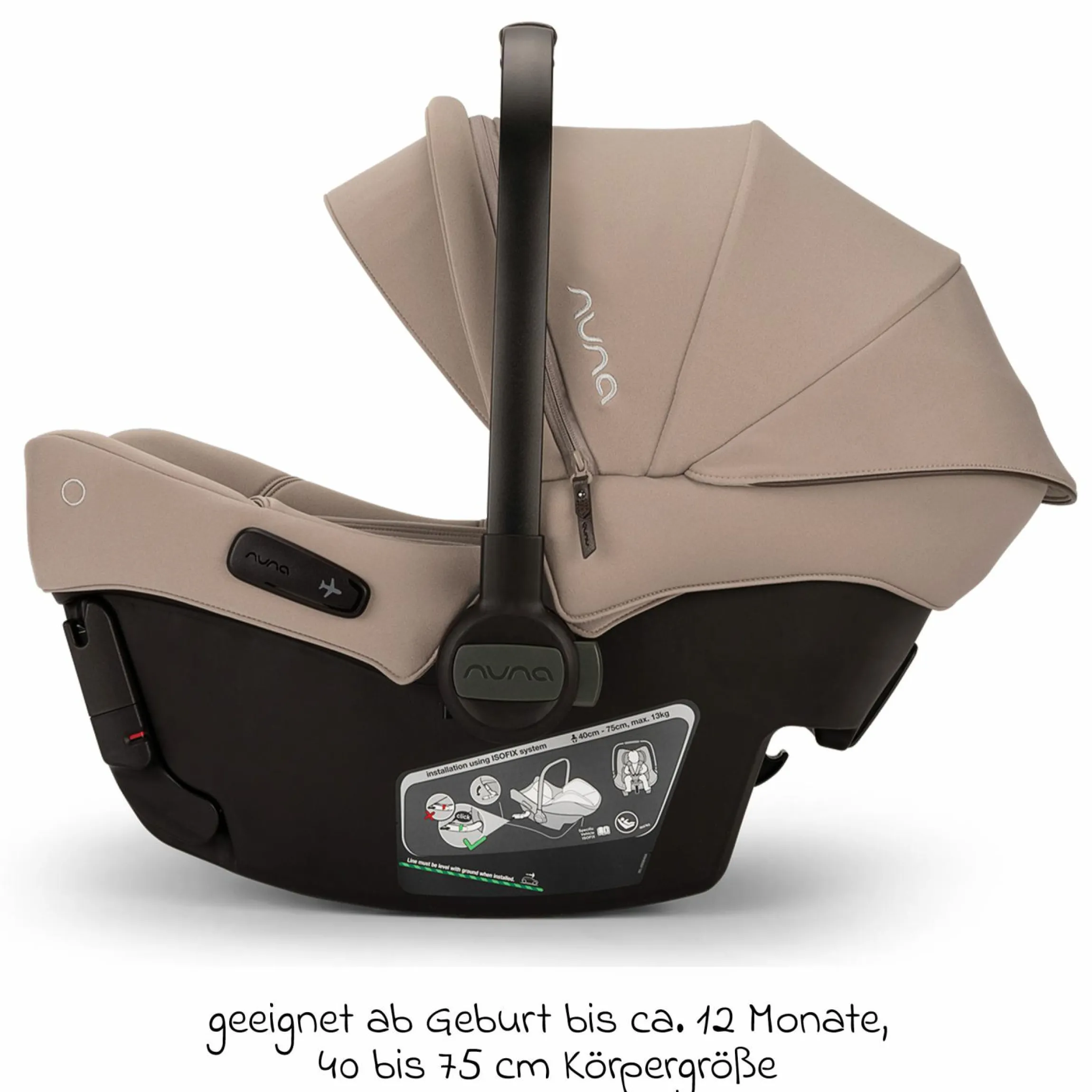 Babyschale PIPA urbn R 129 ab Geburt bis 13 kg (40 cm - 75 cm) mit Isofix inkl. Sitzverkleinerer & Sonnenverdeck nur 3,3 kg - Cedar - Kollektion 2025