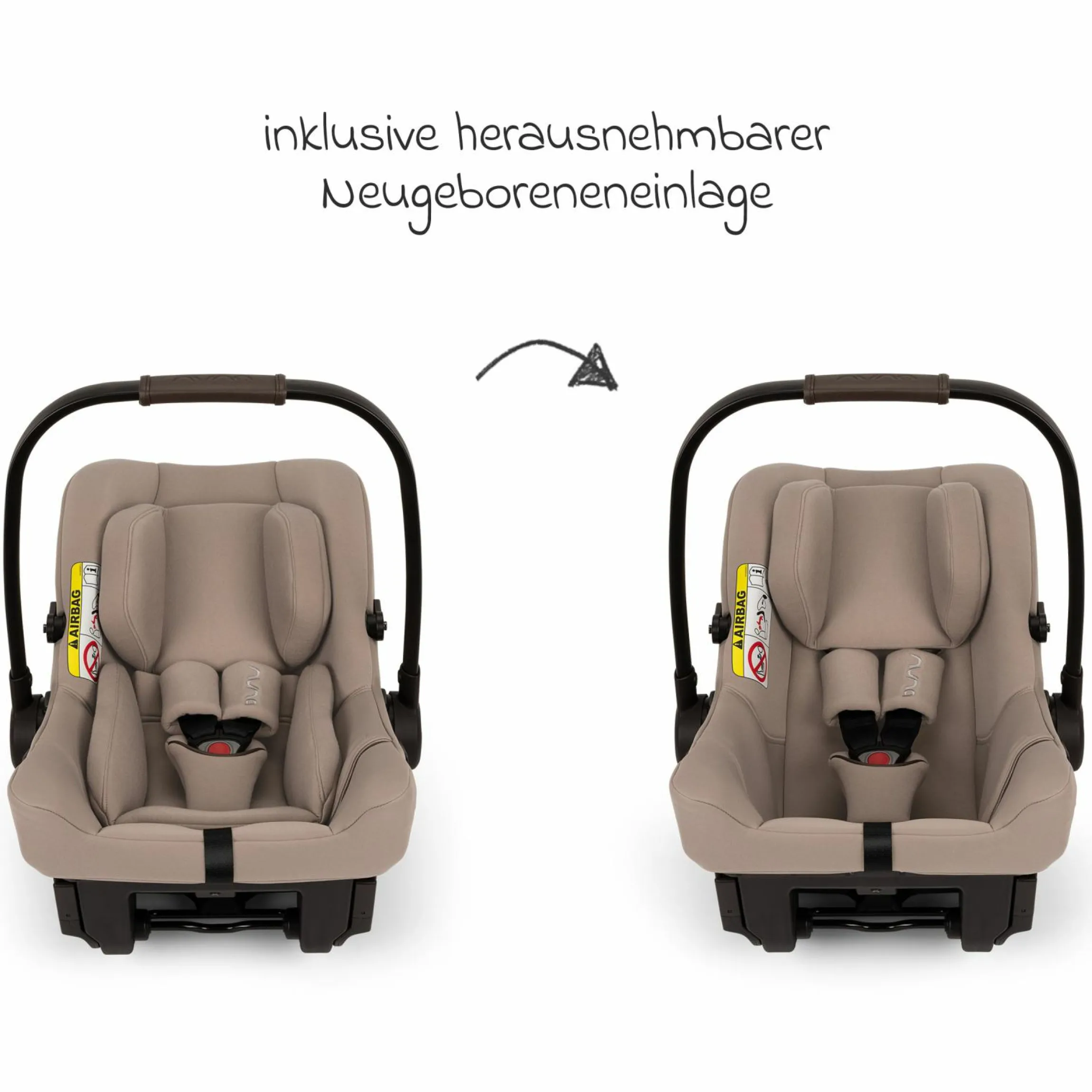 Babyschale PIPA urbn R 129 ab Geburt bis 13 kg (40 cm - 75 cm) mit Isofix inkl. Sitzverkleinerer & Sonnenverdeck nur 3,3 kg - Cedar - Kollektion 2025