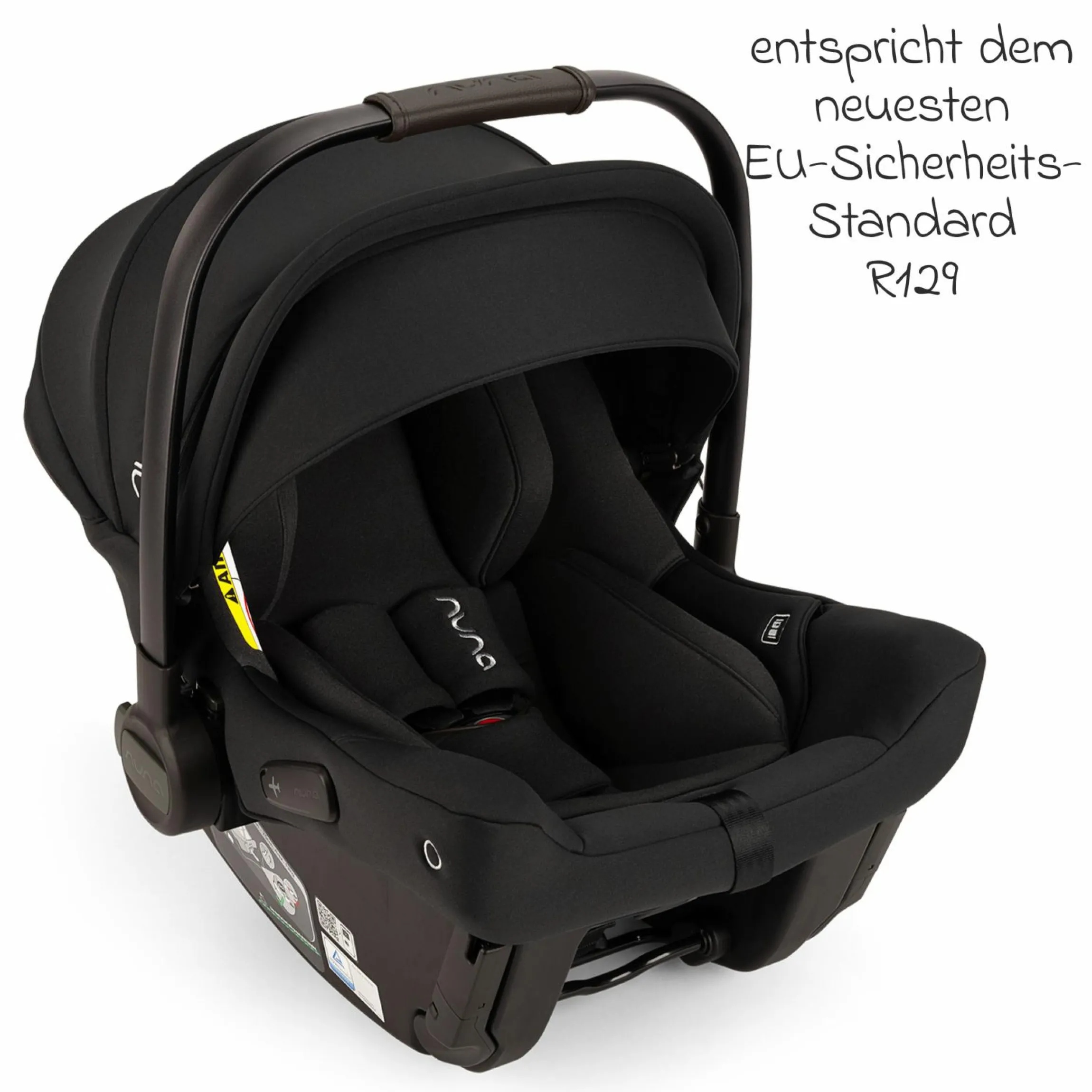 Babyschale PIPA urbn R 129 ab Geburt bis 13 kg (40 cm - 75 cm) mit Isofix inkl. Sitzverkleinerer & Sonnenverdeck nur 3,3 kg - Caviar - Kollektion 2025
