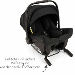 Babyschale PIPA urbn R 129 ab Geburt bis 13 kg (40 cm - 75 cm) mit Isofix inkl. Sitzverkleinerer & Sonnenverdeck nur 3,3 kg - Caviar - Kollektion 2025