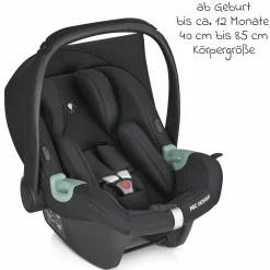 Babyschale Tulip (Autositz Gruppe 0+ / i-Size) inkl. Neugeborenenfußsack - Black
