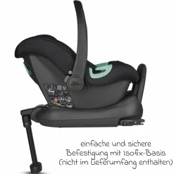 Babyschale Tulip (Autositz Gruppe 0+ / i-Size) inkl. Neugeborenenfußsack - Black
