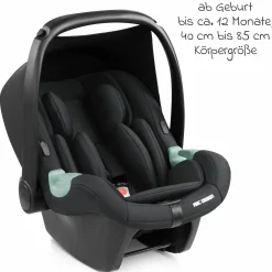 Babyschale Tulip i-Size ab Geburt - 15 Monate (45 cm - 85 cm) inkl. Sonnenverdeck & Sitzverkleinerer - Black - Kollektion 2025