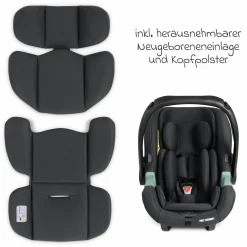 Babyschale Tulip i-Size ab Geburt - 15 Monate (45 cm - 85 cm) inkl. Sonnenverdeck & Sitzverkleinerer - Black - Kollektion 2025