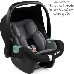 Babyschale Tulip i-Size ab Geburt - 15 Monate (45 cm - 85 cm) inkl. Sonnenverdeck & Sitzverkleinerer - Graphite - Kollektion 2025