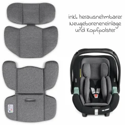 Babyschale Tulip i-Size ab Geburt - 15 Monate (45 cm - 85 cm) inkl. Sonnenverdeck & Sitzverkleinerer - Graphite - Kollektion 2025