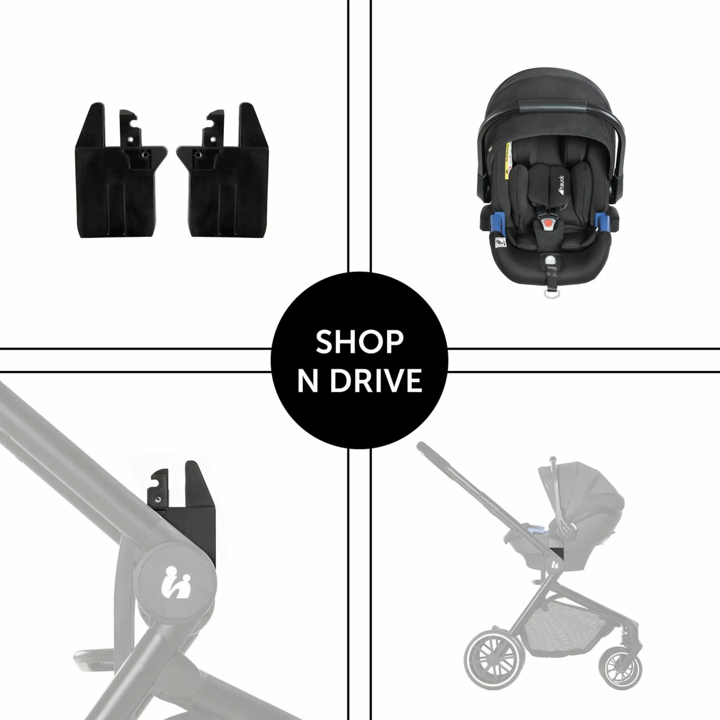 Babyschalen Adapter für Move so Simply Kinderwagen - passend für Autositze Comfort Fix und Select Baby von Hauck