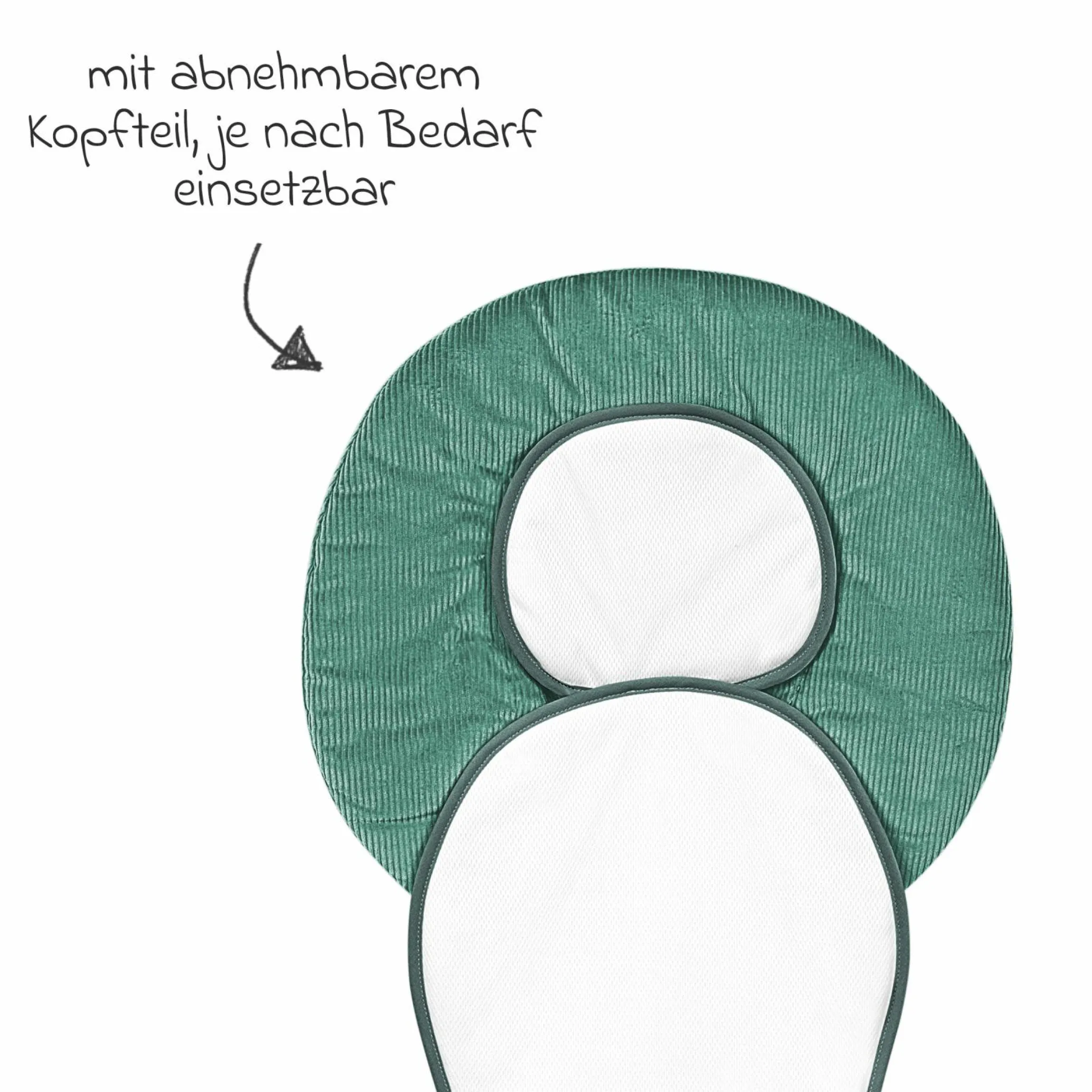 Babyschalen-Auflage Babycool für ein angenehmes Sitzgefühl - Cool Cord - Eucalyptus - Kollektion 2024