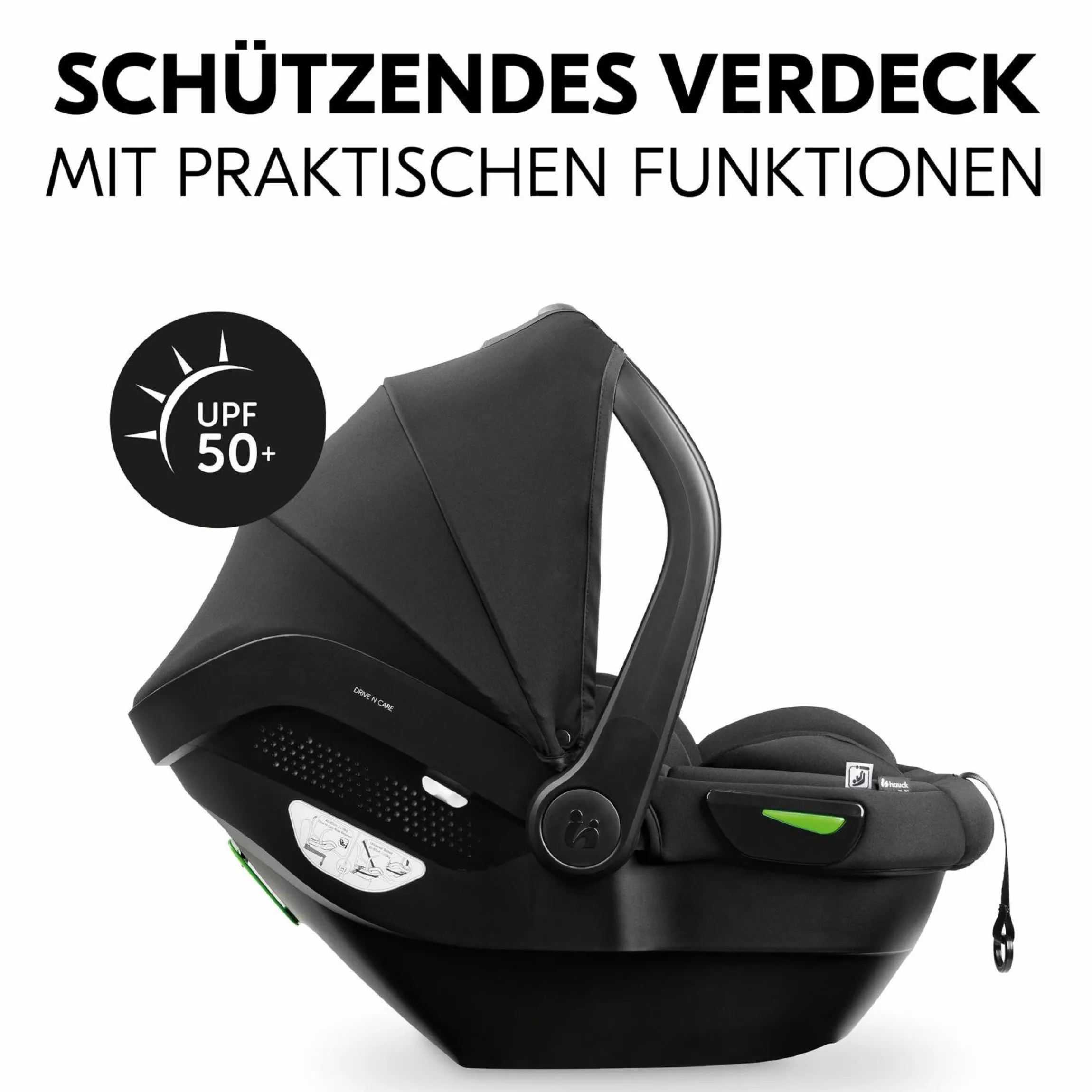 Babyschalen-Set Drive N Care Set i-Size (40 - 87 cm) inkl. Isofix Basis + GRATIS Schutzpaket, Einschlagdecke & Fehn Spielzeug-Set - Patina