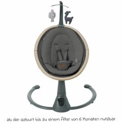 Babyschaukel Cassia Swing nur 4 kg leicht mit 5 Schaukel-Geschwindigkeiten, mehrere Sitz- und Liegepositionen 12 Melodien & 2 Spielzeuge - Beyond Graphite Eco - Kollektion 2025