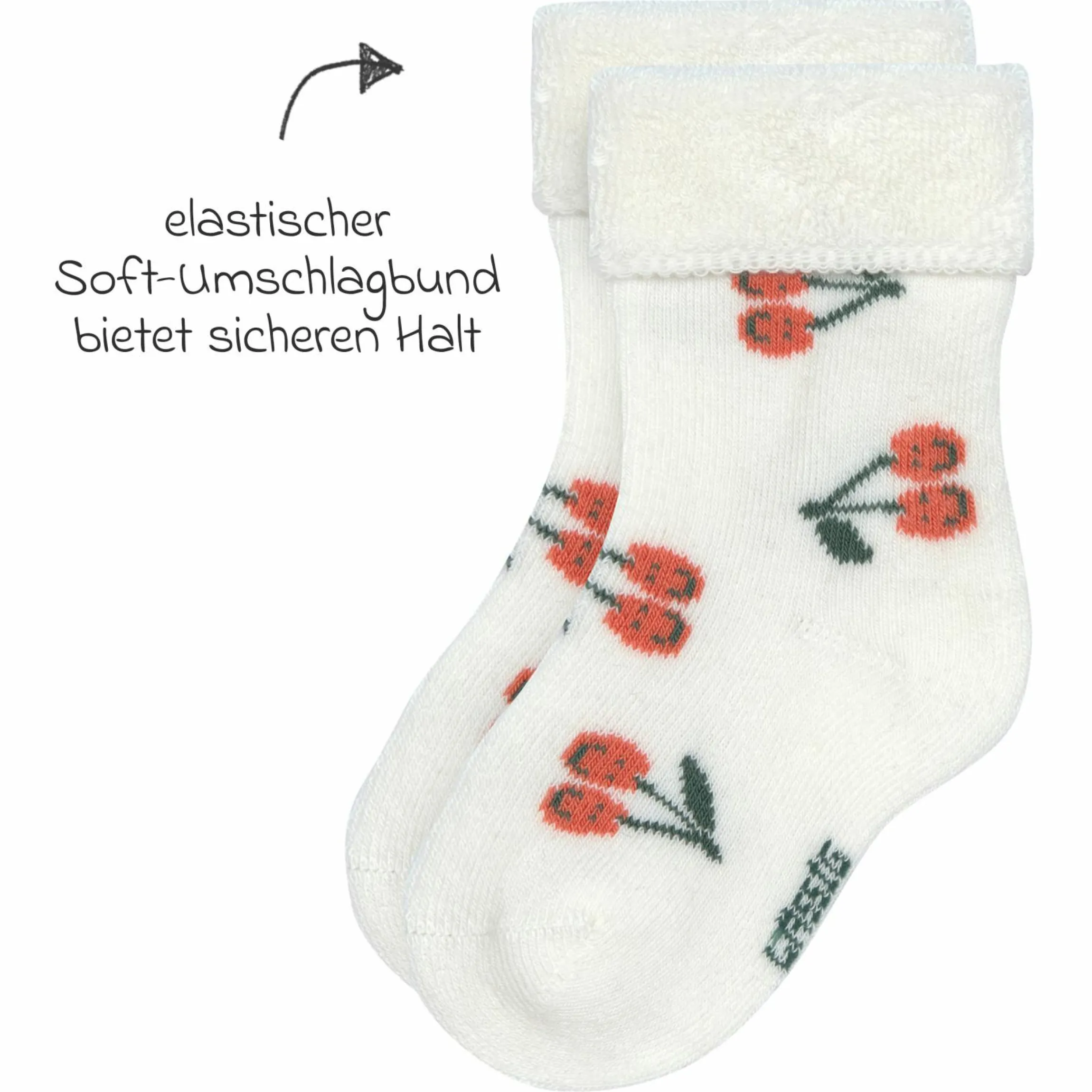 Babysocken 3er Pack Terry aus Bio-Baumwolle - Cherry - Peach - Gr. 15-18