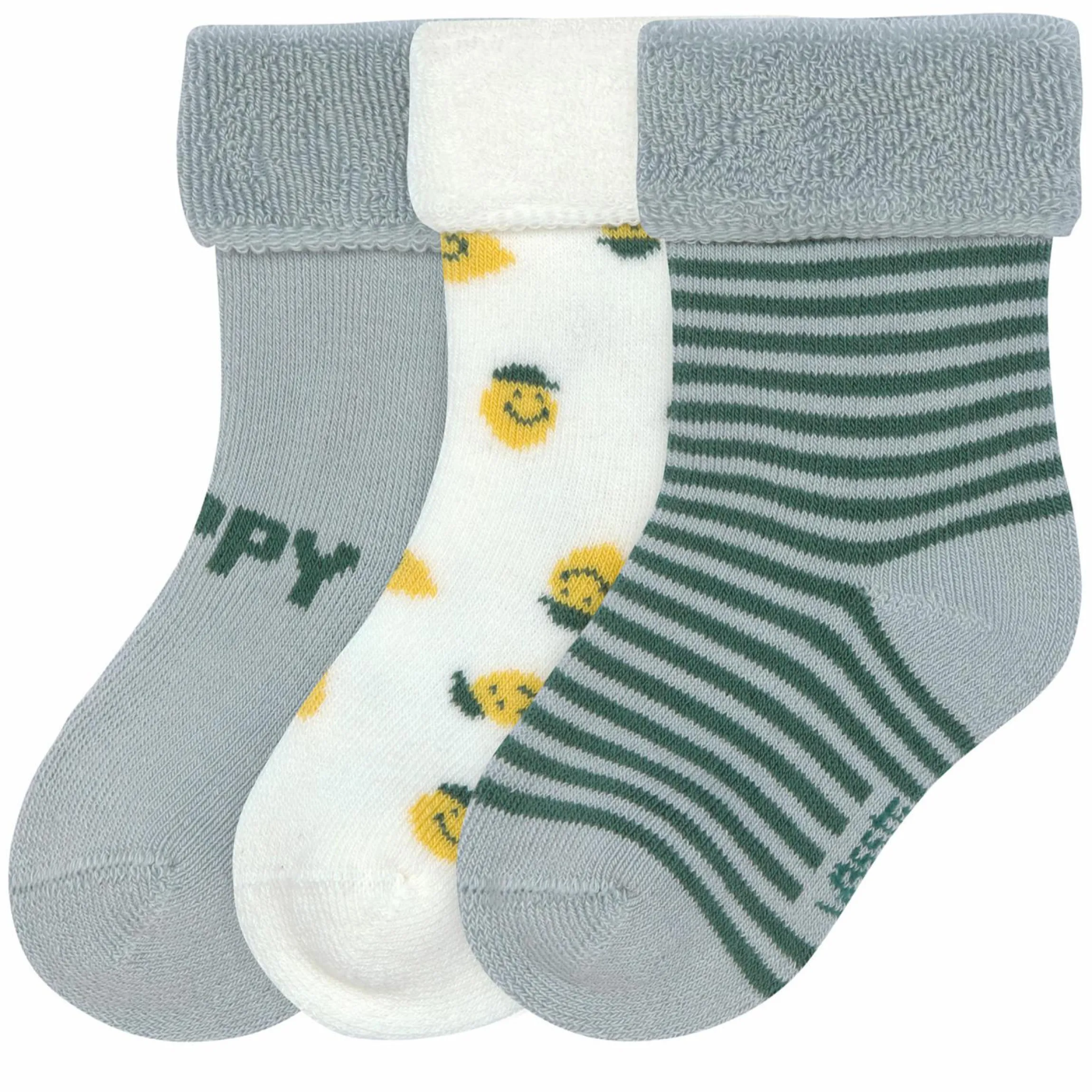 Babysocken 3er Pack Terry aus Bio-Baumwolle - Lemon - Light Blue - Gr. 15-18