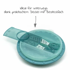 Babyteller zum Mitnehmen inkl. Besteck 2er Pack - Grün & Pink
