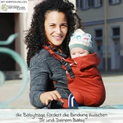 Babytrage DidyFix Fullbuckle ab Geburt - 3,5 kg - 20 kg - Anhock-Spreiz-Haltung, Bauch-, Rücken- und Hüfttrageweise, 100 % kbA-Baumwolle - Rusty Red