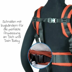 Babytrage DidyFix Fullbuckle ab Geburt - 3,5 kg - 20 kg - Anhock-Spreiz-Haltung, Bauch-, Rücken- und Hüfttrageweise, 100 % kbA-Baumwolle - Rusty Red