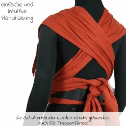 Babytrage DidyKlick 4u Halfbuckle ab Geburt - 3,5 kg - 20 kg - Anhock-Spreiz-Haltung, Bauch-, Rücken- und Hüfttrageweise, 100 % kbA-Baumwolle - Rusty Red